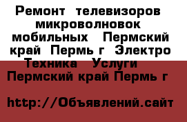 Ремонт: телевизоров, микроволновок, мобильных - Пермский край, Пермь г. Электро-Техника » Услуги   . Пермский край,Пермь г.